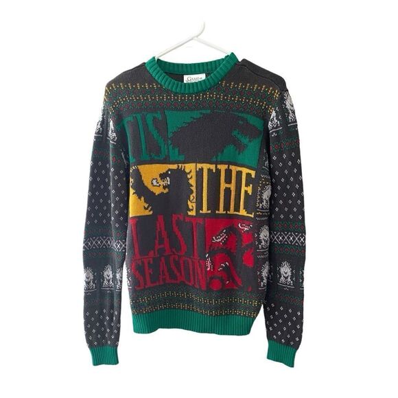 Game of Thrones "ugly" Christmas sweater chunky knit Stark Lannister Dragons - Picture 1 of 5